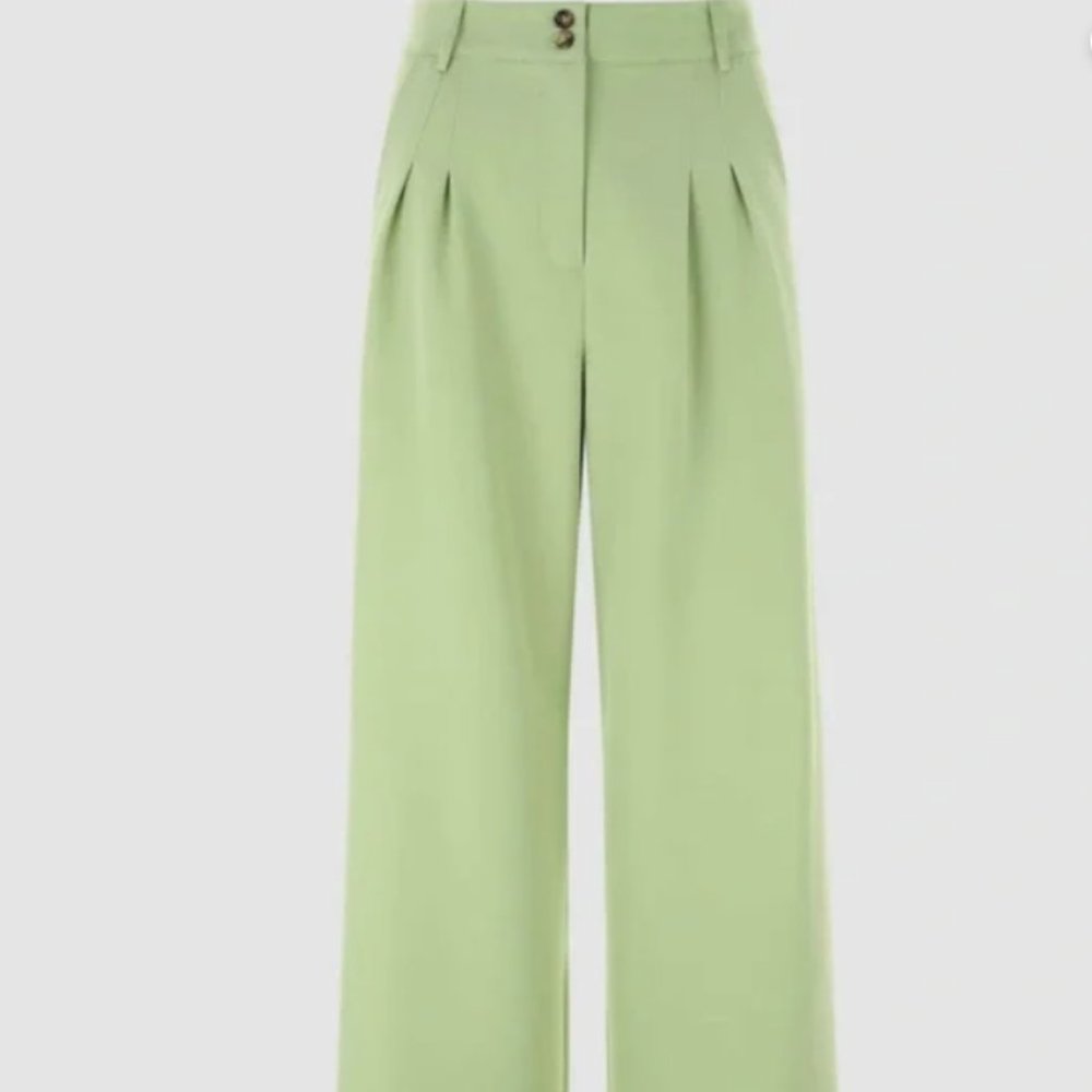 Cider lime green high waisted wide leg pants medium